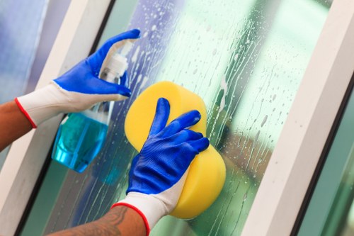 Technician performing deep mattress cleaning with equipment